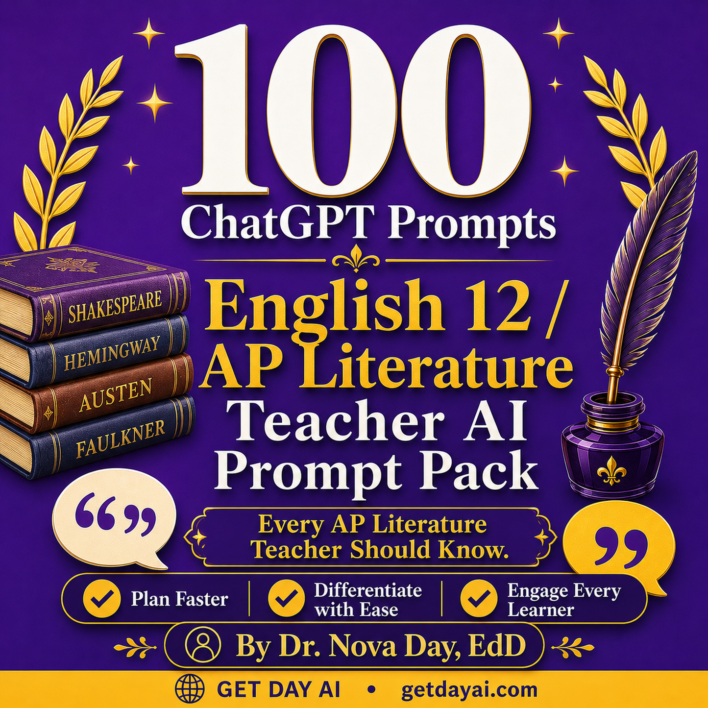 100 ChatGPT Prompts — English 12 AP Literature Teacher AI Prompt Pack
