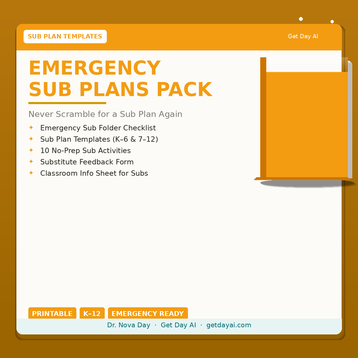 Emergency Sub Plans Pack — Never Scramble for a Sub Plan Again
