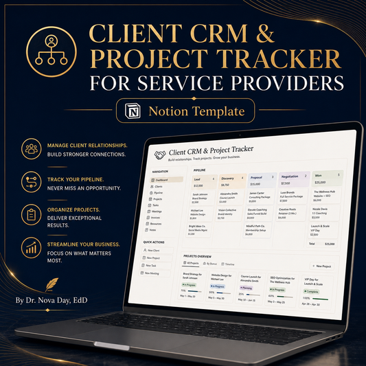 Client CRM and Project Tracker for Service Providers Notion Template cover