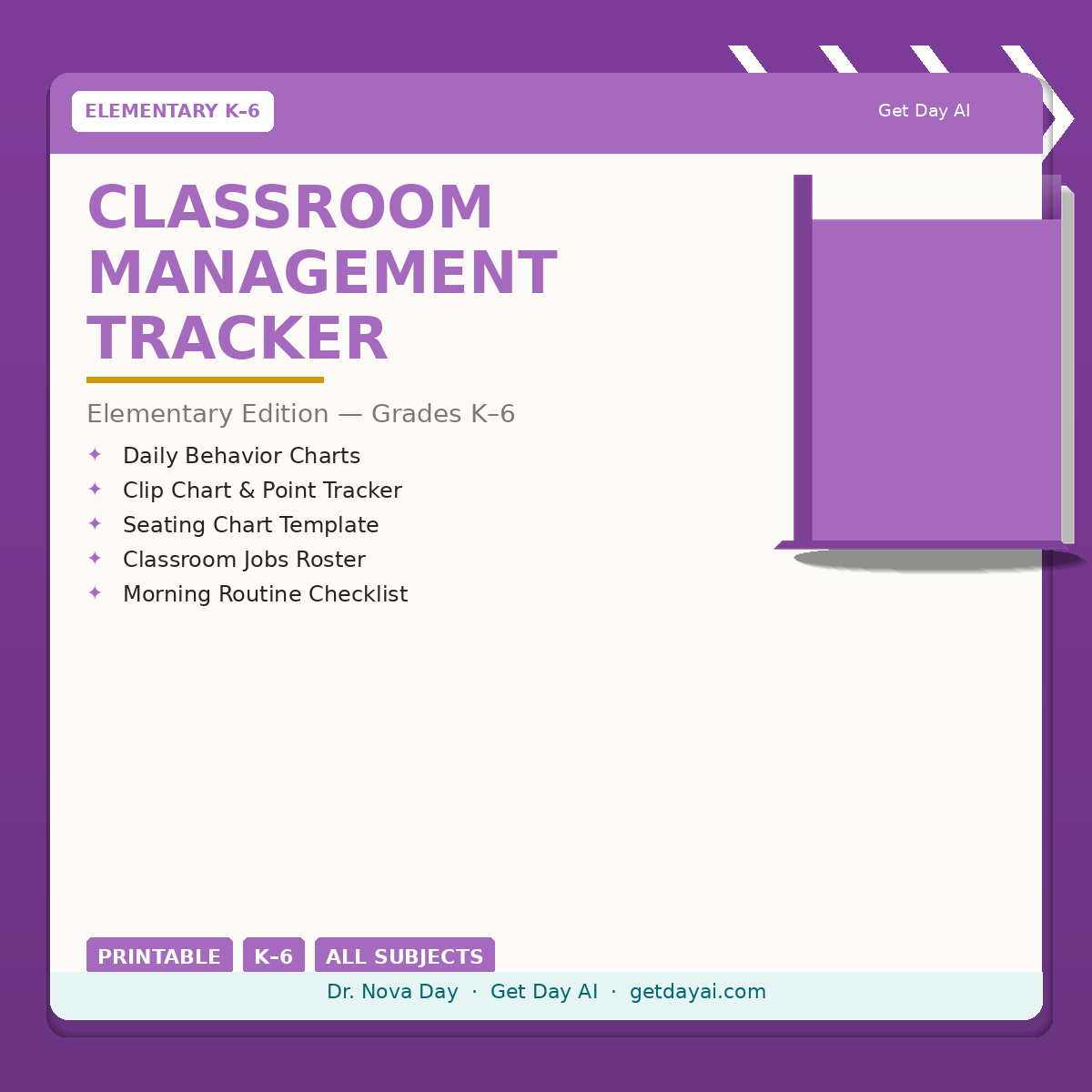 Classroom Management Tracker — Elementary Edition K-6