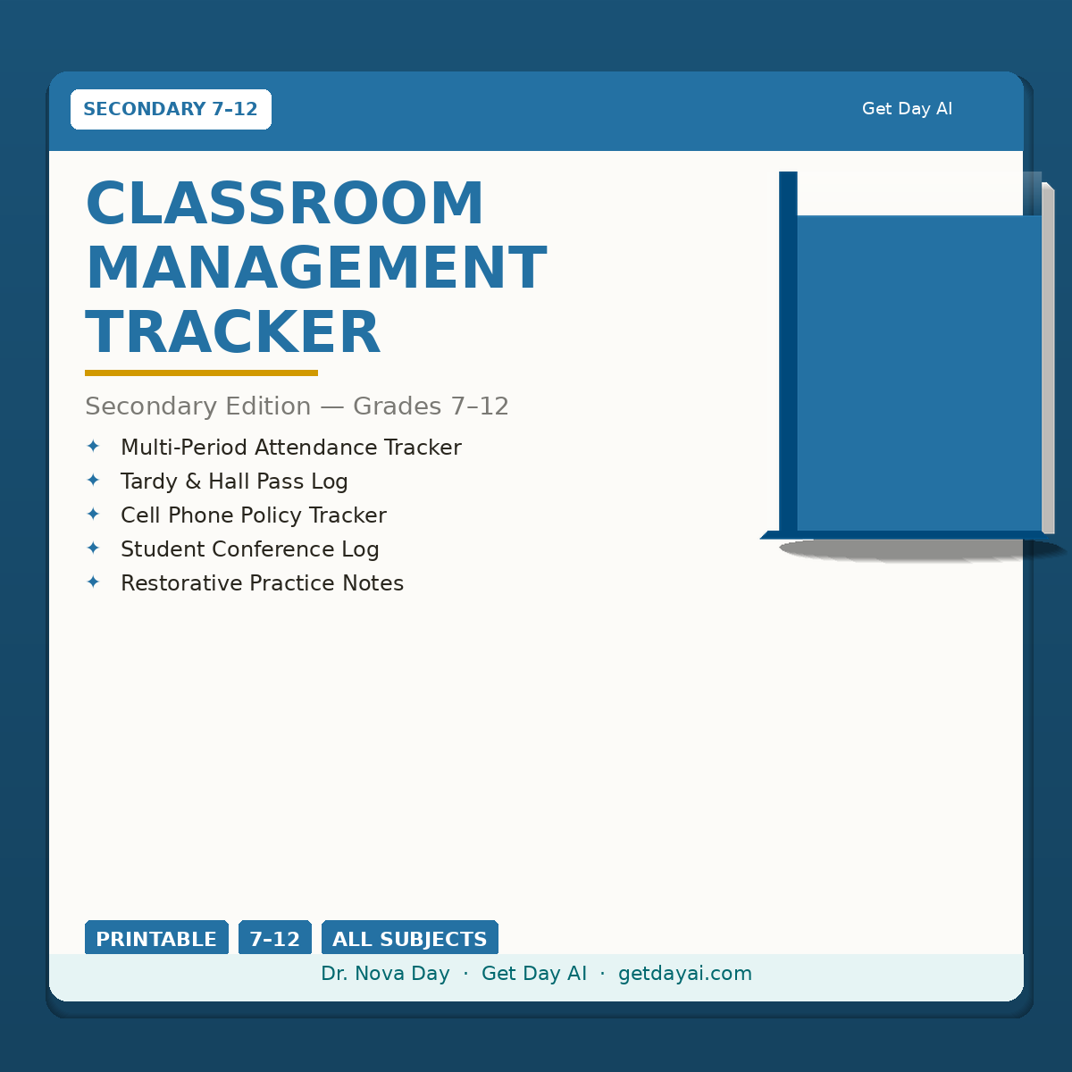 Classroom Management Tracker — Secondary Edition 7-12