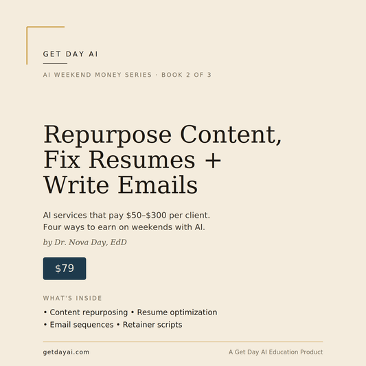 AI Weekend Money Series Book 2: Repurpose Content, Fix Resumes + Write Emails