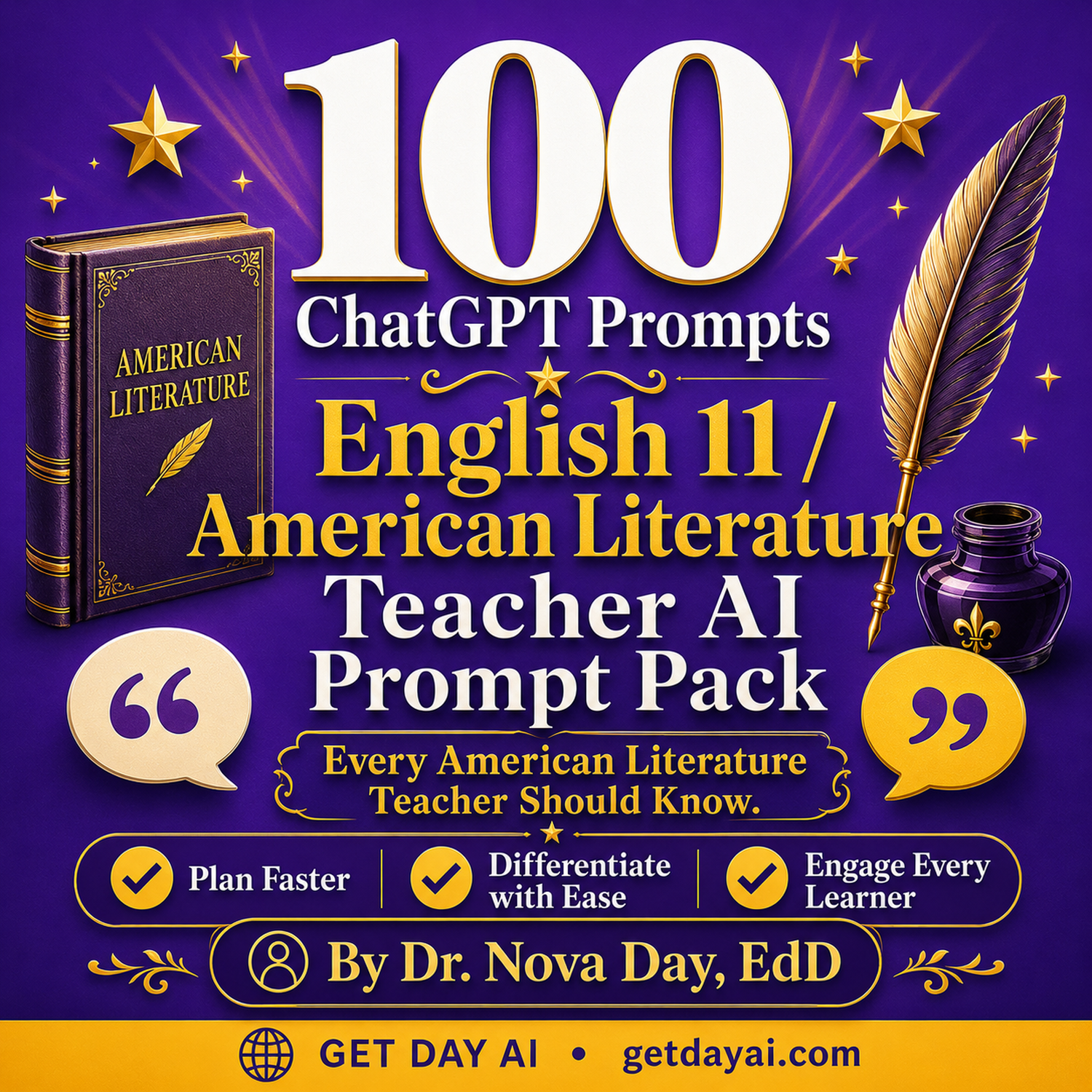 100 ChatGPT Prompts — English 11 American Literature Teacher AI Prompt Pack