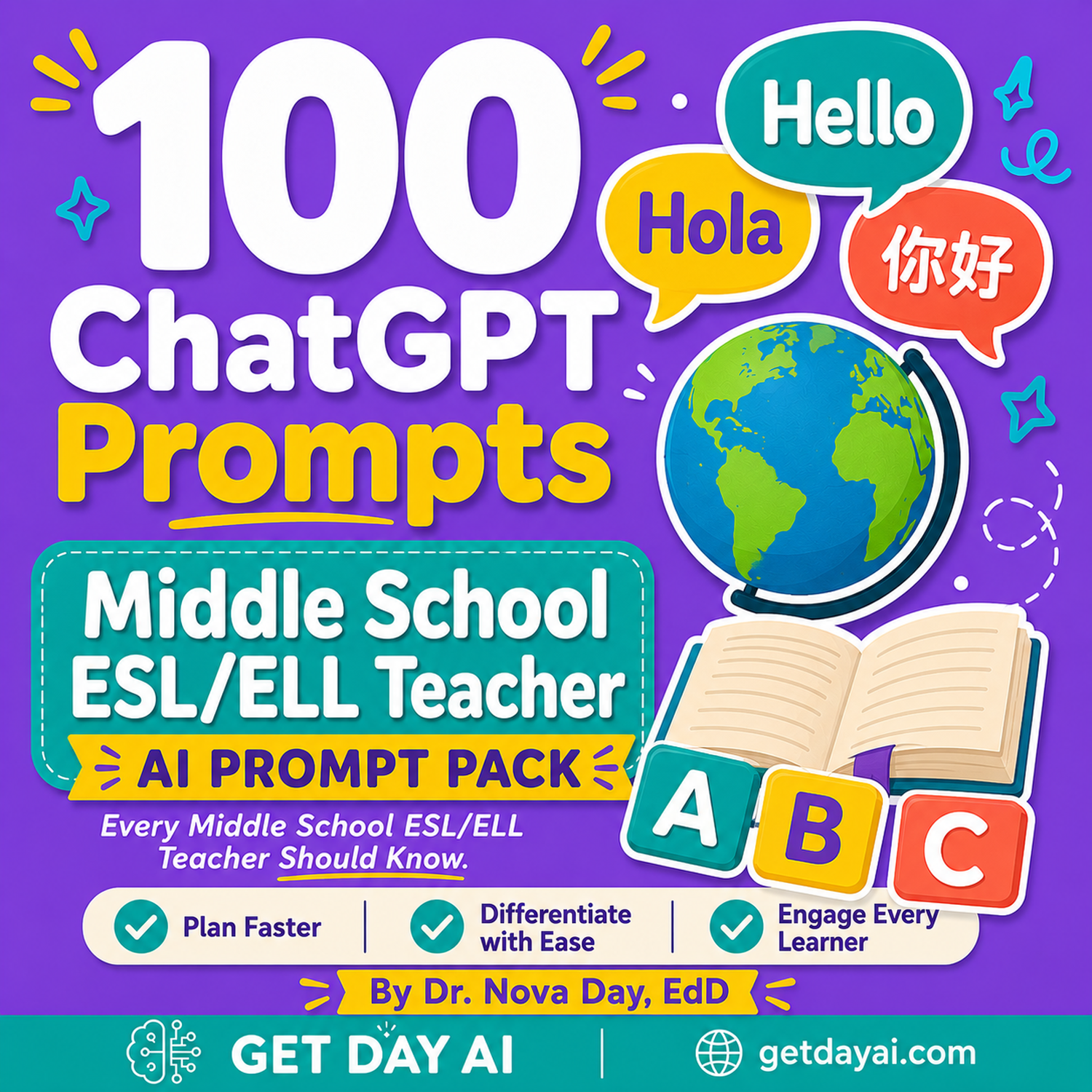 100 ChatGPT Prompts — Middle School ESL/ELL Teacher AI Prompt Pack