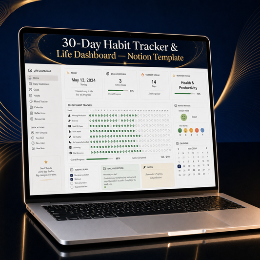 30-Day Habit Tracker & Life Dashboard — Notion Template