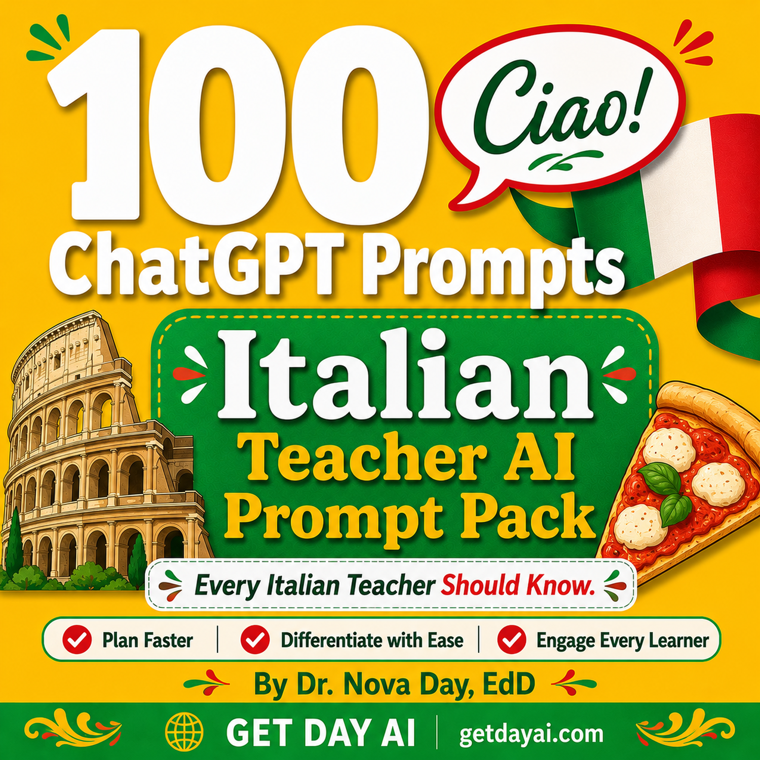 100 ChatGPT Prompts — Italian Teacher AI Prompt Pack