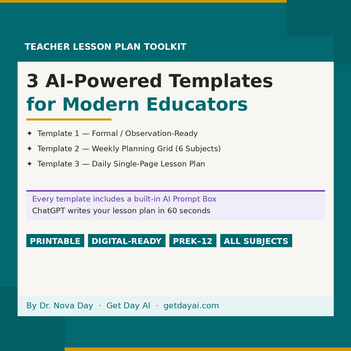 Teacher Lesson Plan Toolkit — 3 AI-Powered Templates by Get Day AI
